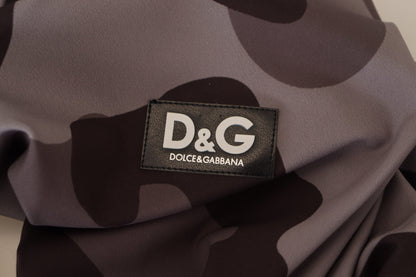 Dolce &amp; Gabbana Gray Patterned Polyester Wetsuit Swimwear