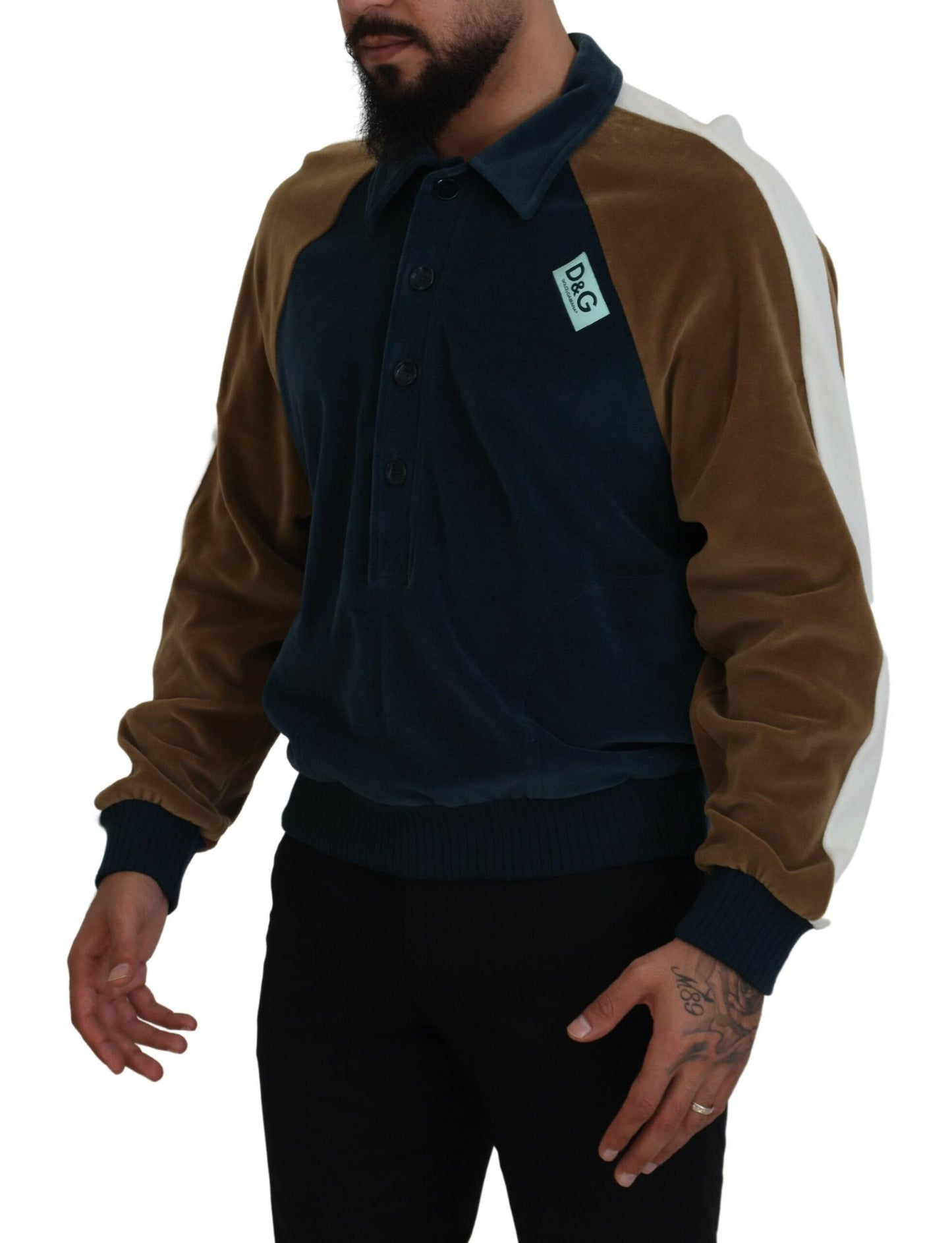 Dolce &amp; Gabbana Mehrfarbiger Pullover aus Baumwolle mit Kragen