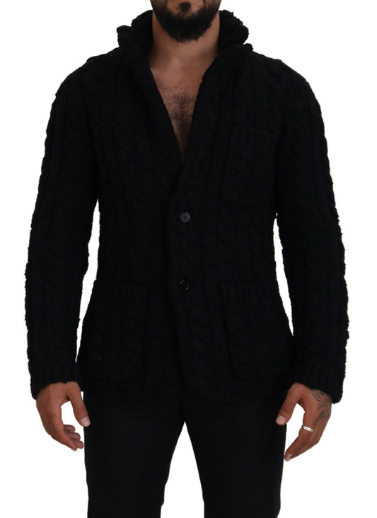 Dolce &amp; Gabbana – Schwarzer Cardigan aus Wollstrick mit Knöpfen
