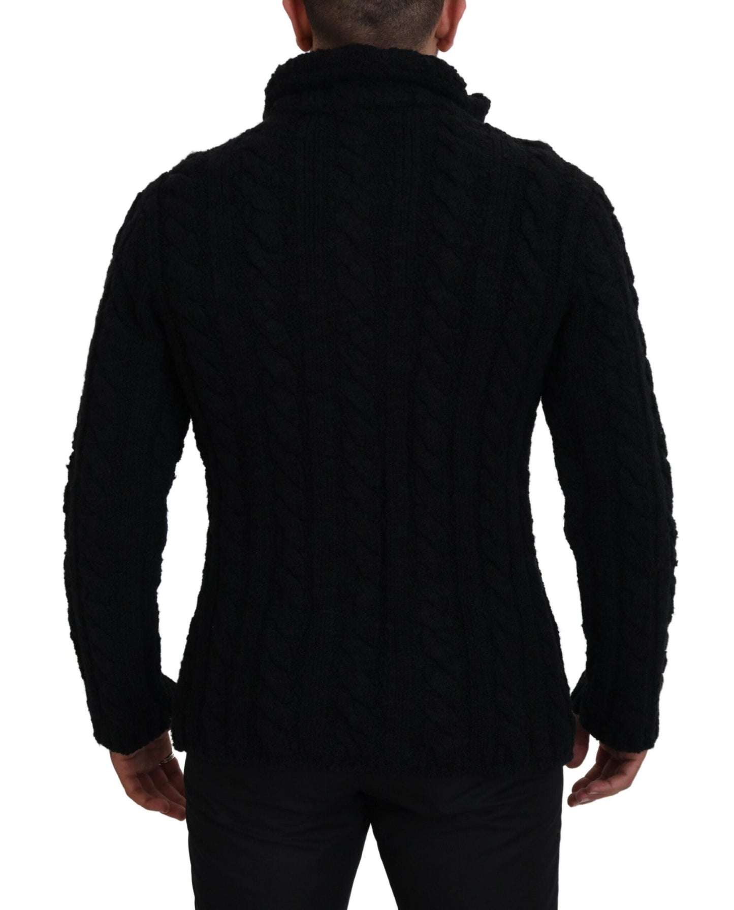 Dolce &amp; Gabbana – Schwarzer Cardigan aus Wollstrick mit Knöpfen