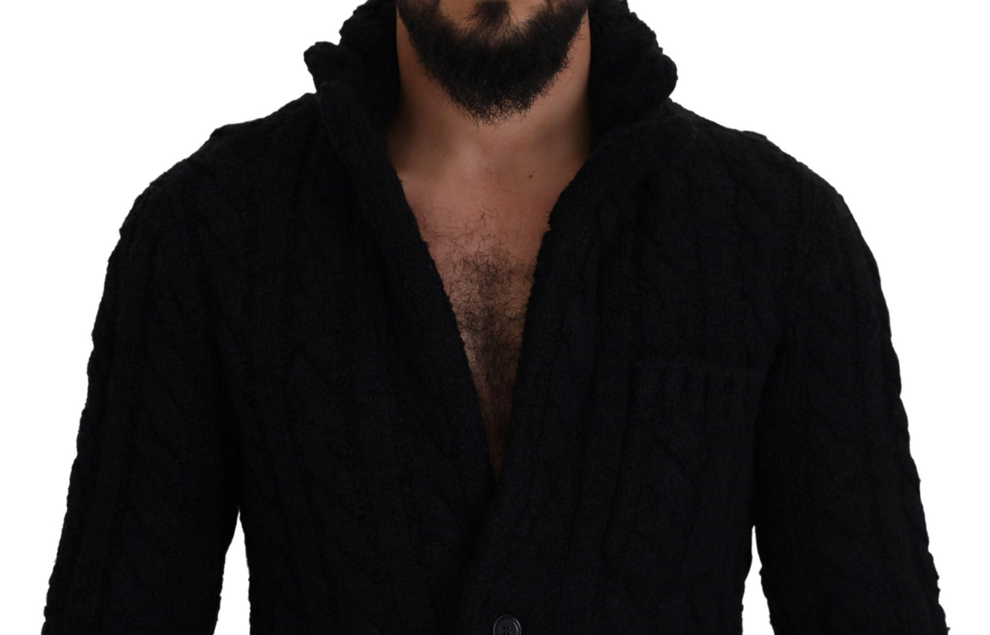 Dolce &amp; Gabbana – Schwarzer Cardigan aus Wollstrick mit Knöpfen
