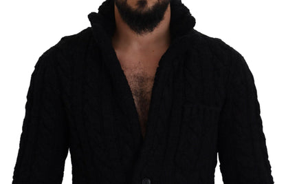 Dolce &amp; Gabbana – Schwarzer Cardigan aus Wollstrick mit Knöpfen