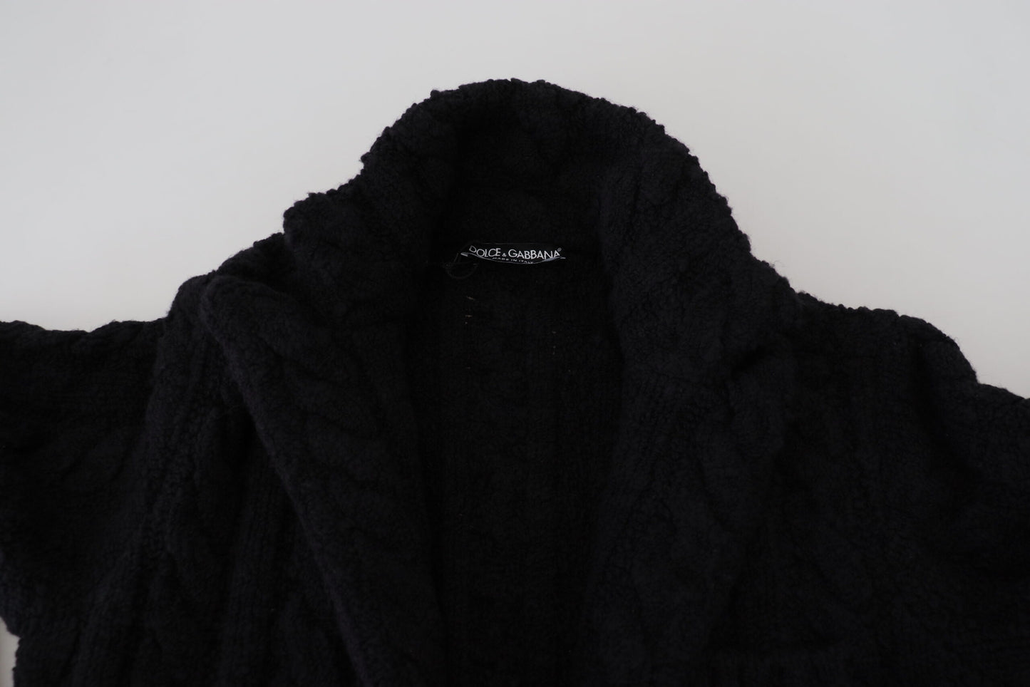 Dolce &amp; Gabbana – Schwarzer Cardigan aus Wollstrick mit Knöpfen