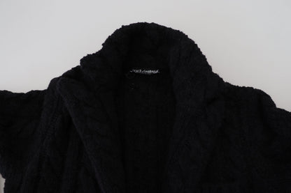 Dolce &amp; Gabbana – Schwarzer Cardigan aus Wollstrick mit Knöpfen