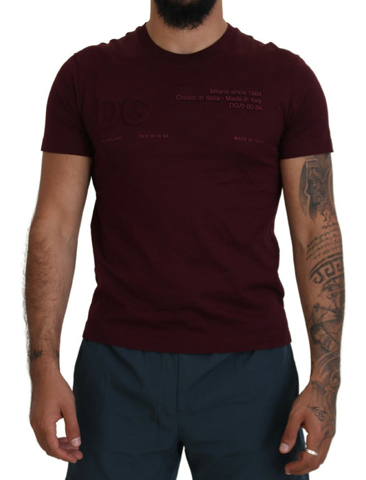 Dolce &amp; Gabbana – Kastanienbraunes, bedrucktes T-Shirt mit kurzen Ärmeln für Herren