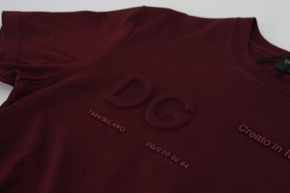 Dolce &amp; Gabbana – Kastanienbraunes, bedrucktes T-Shirt mit kurzen Ärmeln für Herren