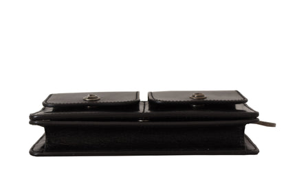 Dolce & Gabbana Black Leather Wristlet Mini Bag Card Bill Wallet