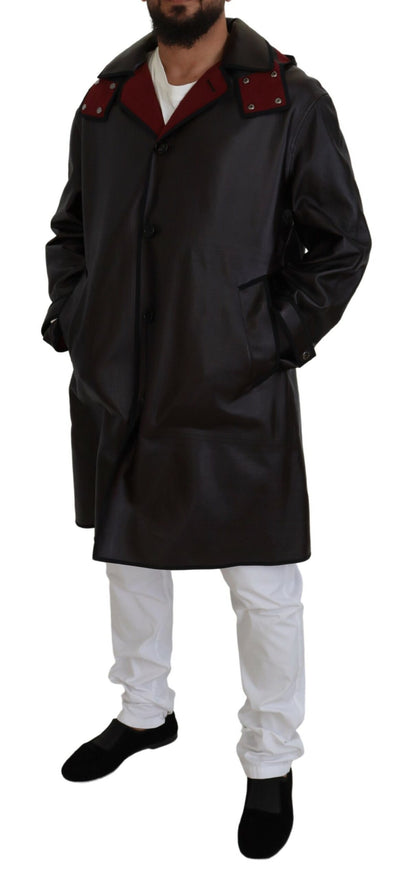 Dolce &amp; Gabbana Black Trench Hooded Parka Cotton Jacket