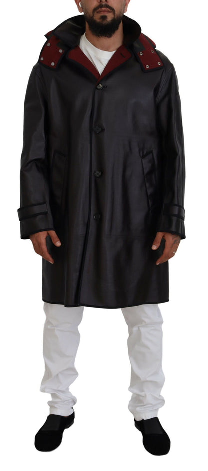 Dolce &amp; Gabbana Black Trench Hooded Parka Cotton Jacket