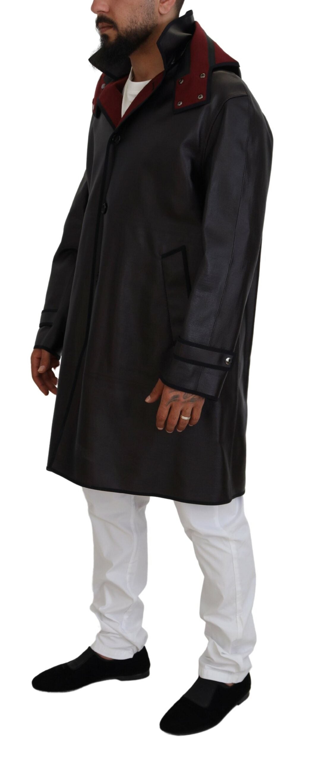 Dolce &amp; Gabbana Black Trench Hooded Parka Cotton Jacket