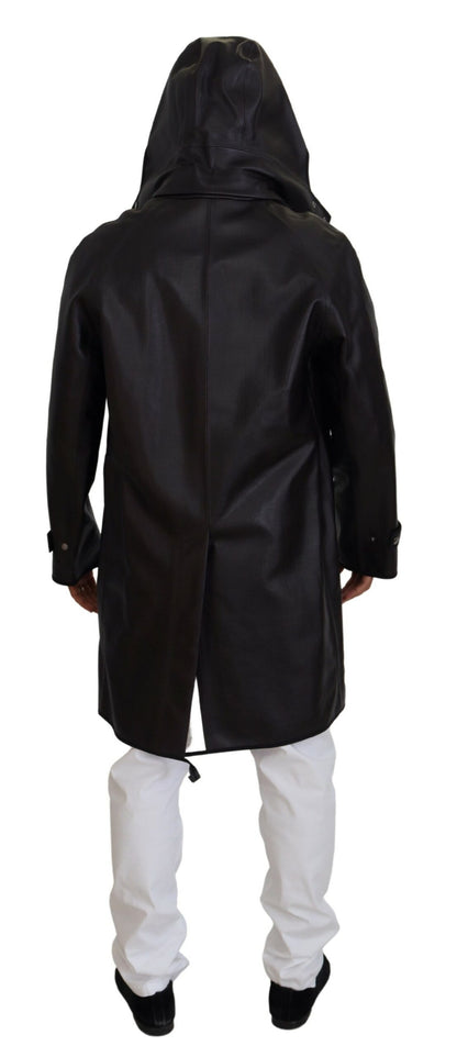 Dolce &amp; Gabbana Black Trench Hooded Parka Cotton Jacket
