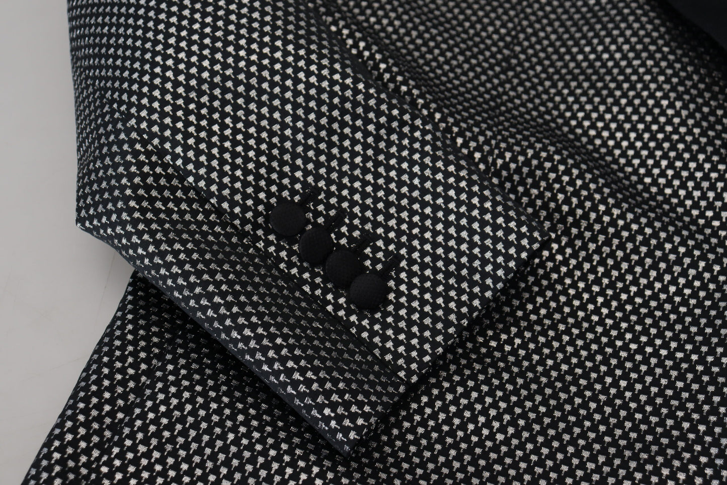 Dolce &amp; Gabbana – Slim Fit-Jackenblazer aus Jacquard in Schwarz und Silber