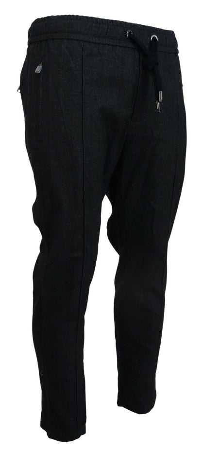 Dolce &amp; Gabbana Graue konische Baumwollhose aus Baumwolle