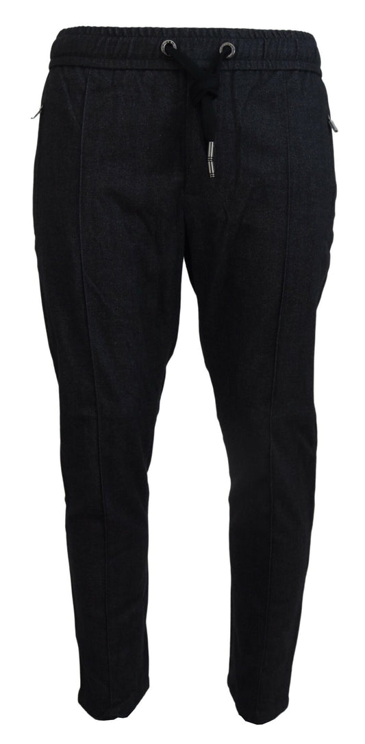 Dolce &amp; Gabbana Graue konische Baumwollhose aus Baumwolle