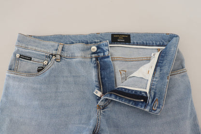 Dolce &amp; Gabbana – Slim Fit-Jeans aus Baumwolldenim in blauer Waschung