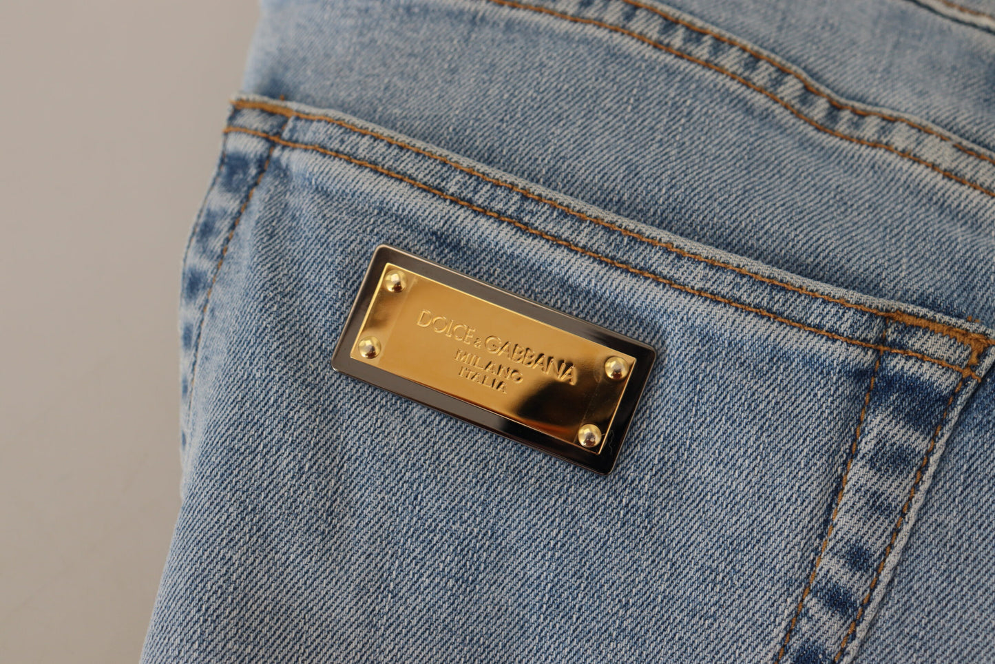 Dolce &amp; Gabbana – Slim Fit-Jeans aus Baumwolldenim in blauer Waschung