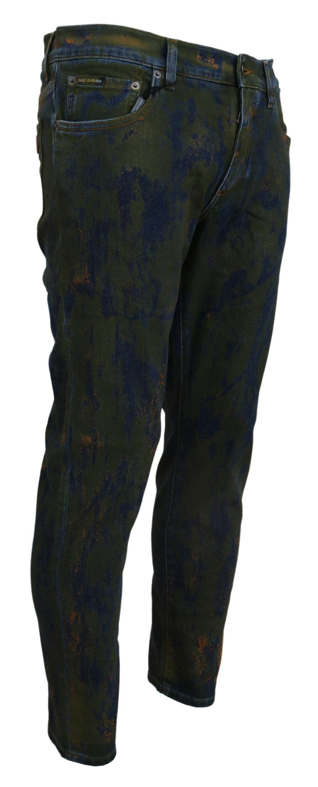 Dolce &amp; Gabbana Blaugrüne Skinny-Jeans aus Baumwolldenim
