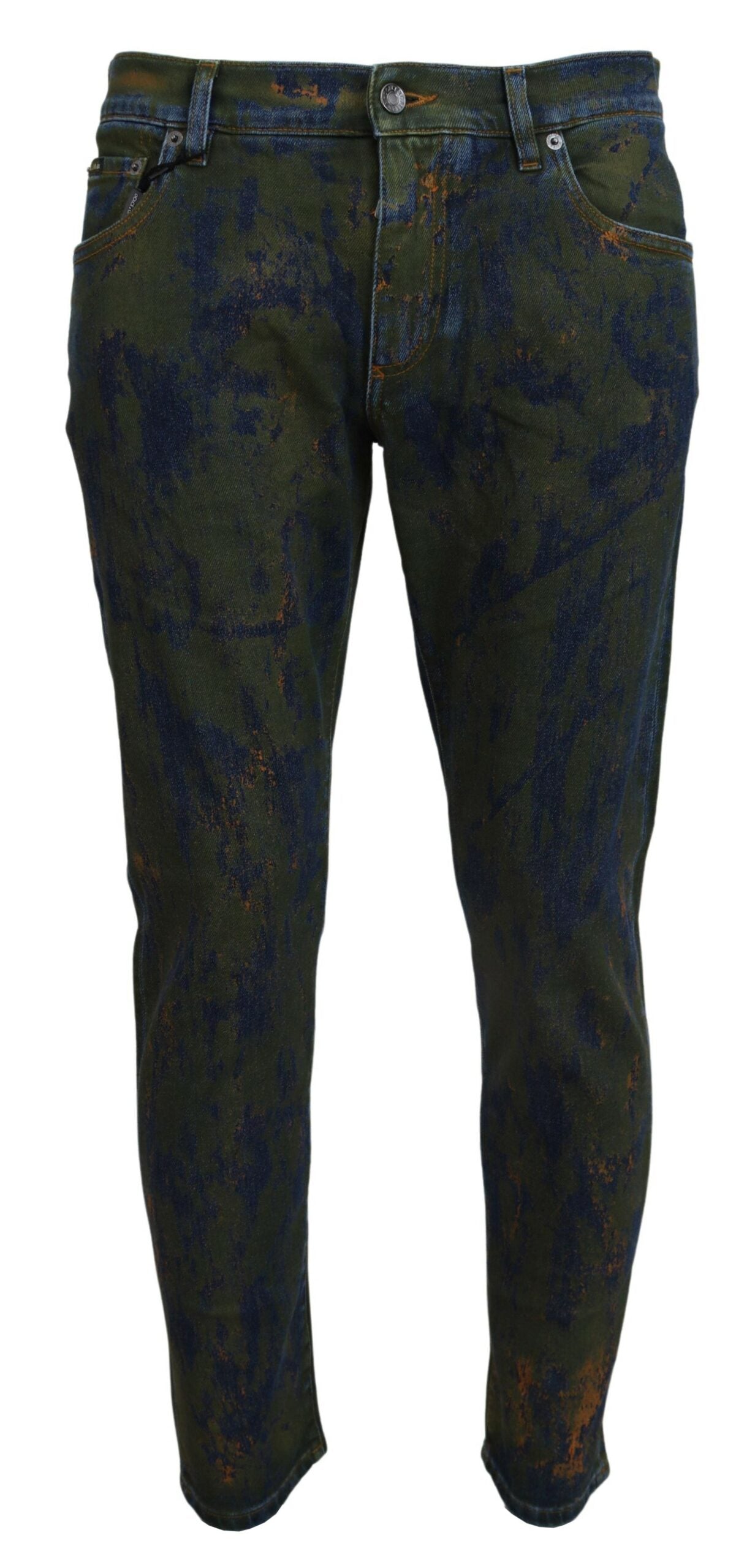 Dolce &amp; Gabbana Blaugrüne Skinny-Jeans aus Baumwolldenim