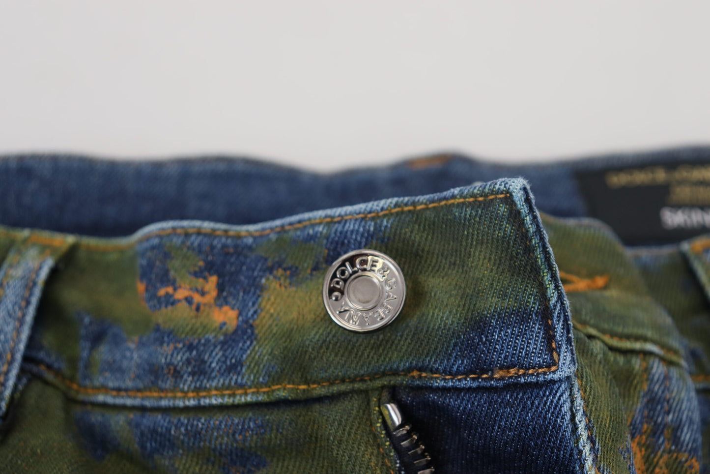 Dolce &amp; Gabbana Blaugrüne Skinny-Jeans aus Baumwolldenim