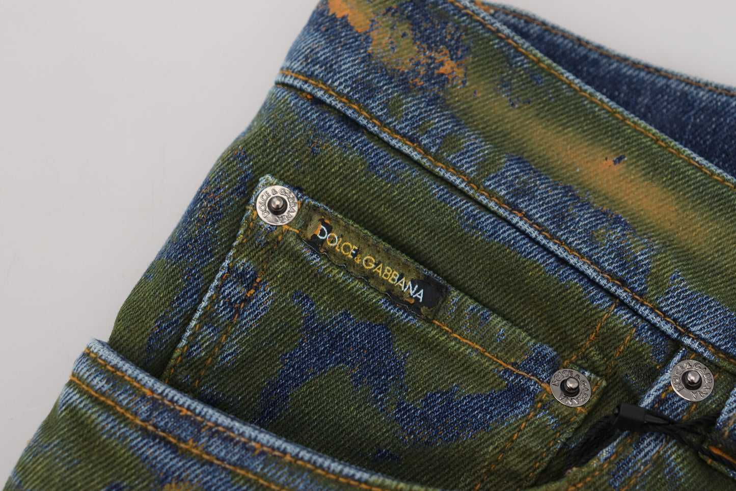 Dolce &amp; Gabbana Blaugrüne Skinny-Jeans aus Baumwolldenim