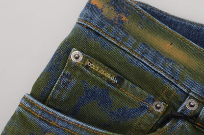 Dolce &amp; Gabbana Blaugrüne Skinny-Jeans aus Baumwolldenim