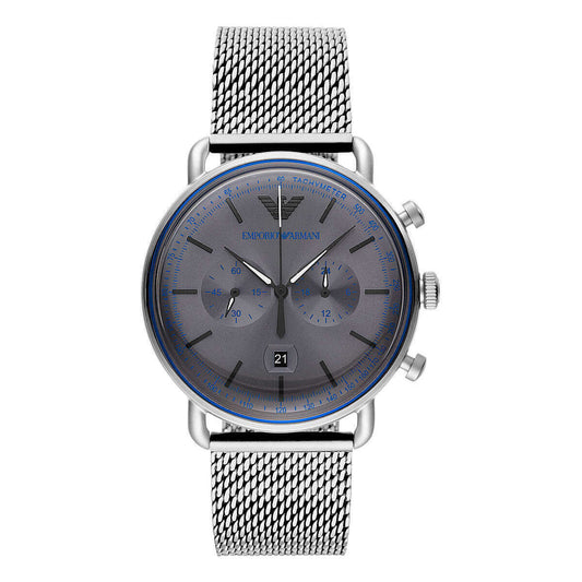 Emporio Armani – Anspruchsvolle Chronographenuhr aus silbernem Stahl