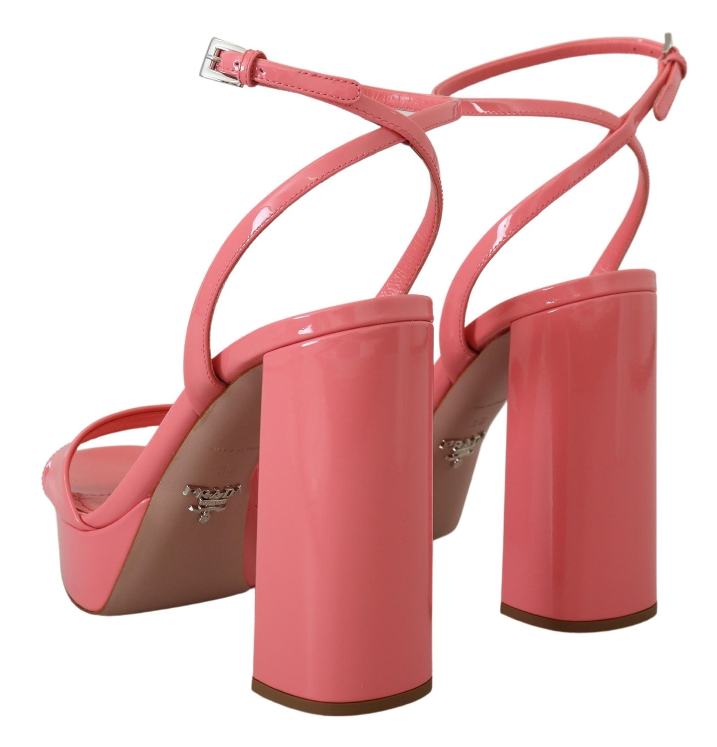 Prada Pink Lack Sandalen Knöchelriemen Heels Sandale