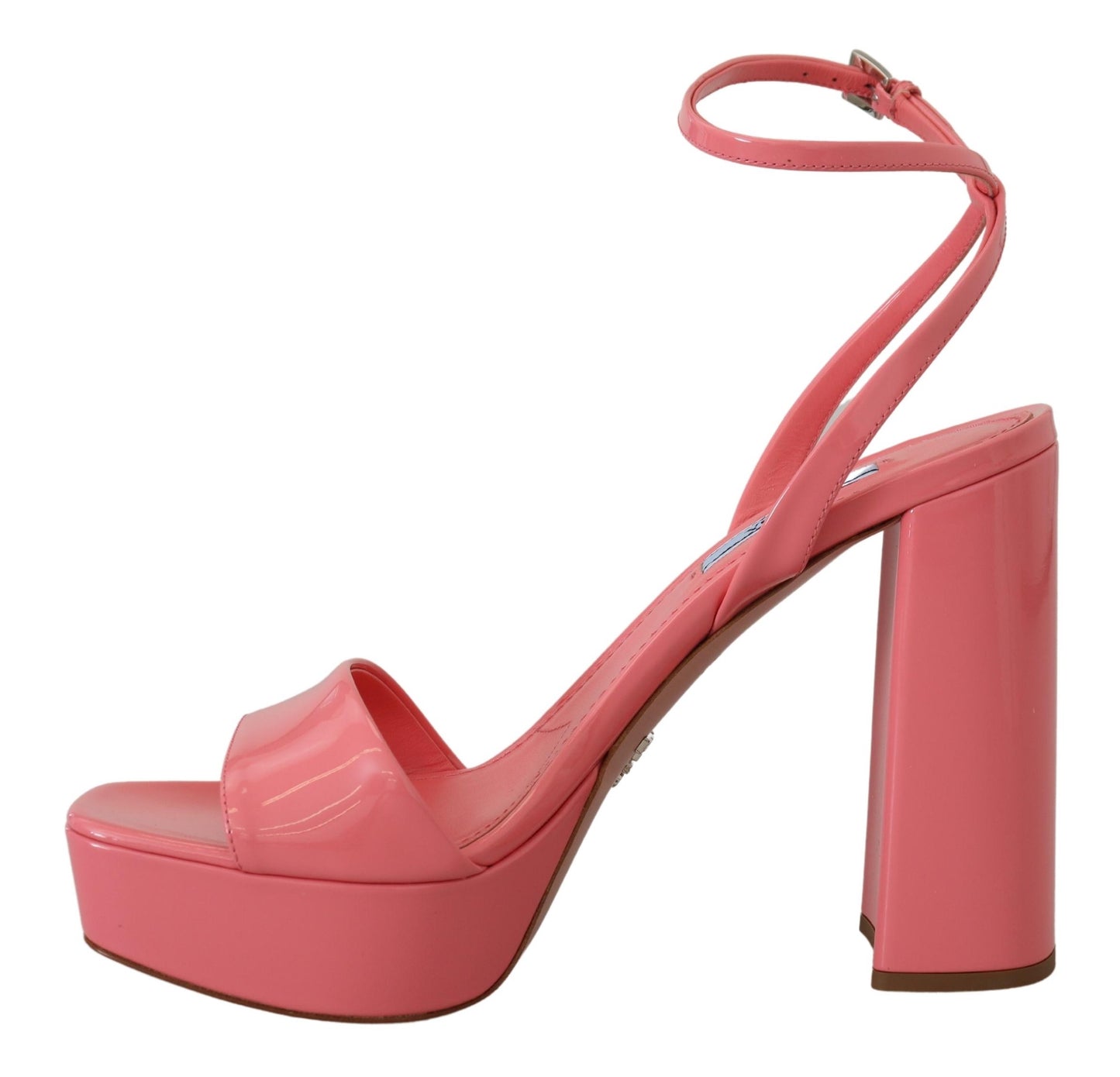 Prada Pink Lack Sandalen Knöchelriemen Heels Sandale