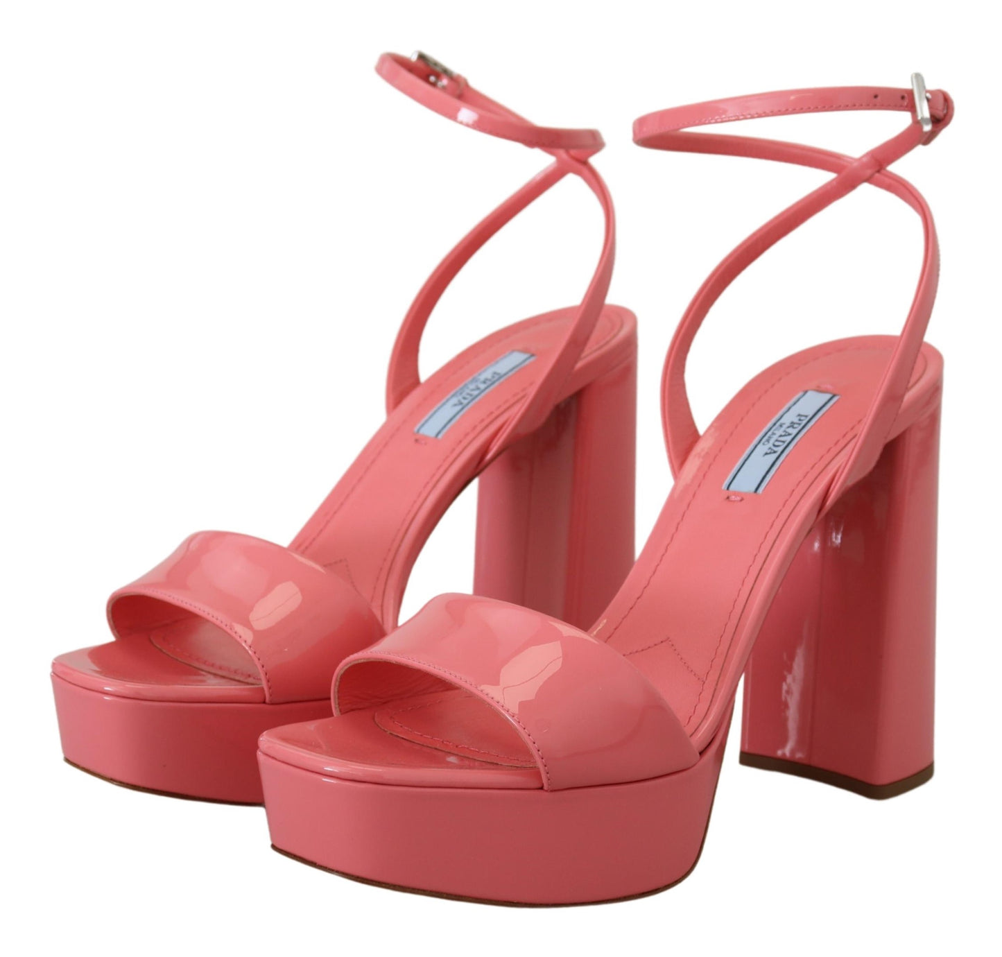 Prada Pink Lack Sandalen Knöchelriemen Heels Sandale