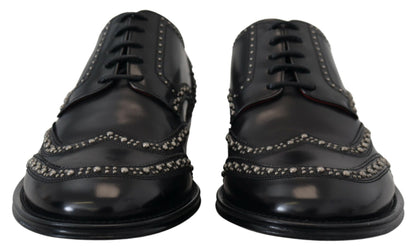 Dolce &amp; Gabbana – Derby-Schuhe aus schwarzem Leder mit Nieten