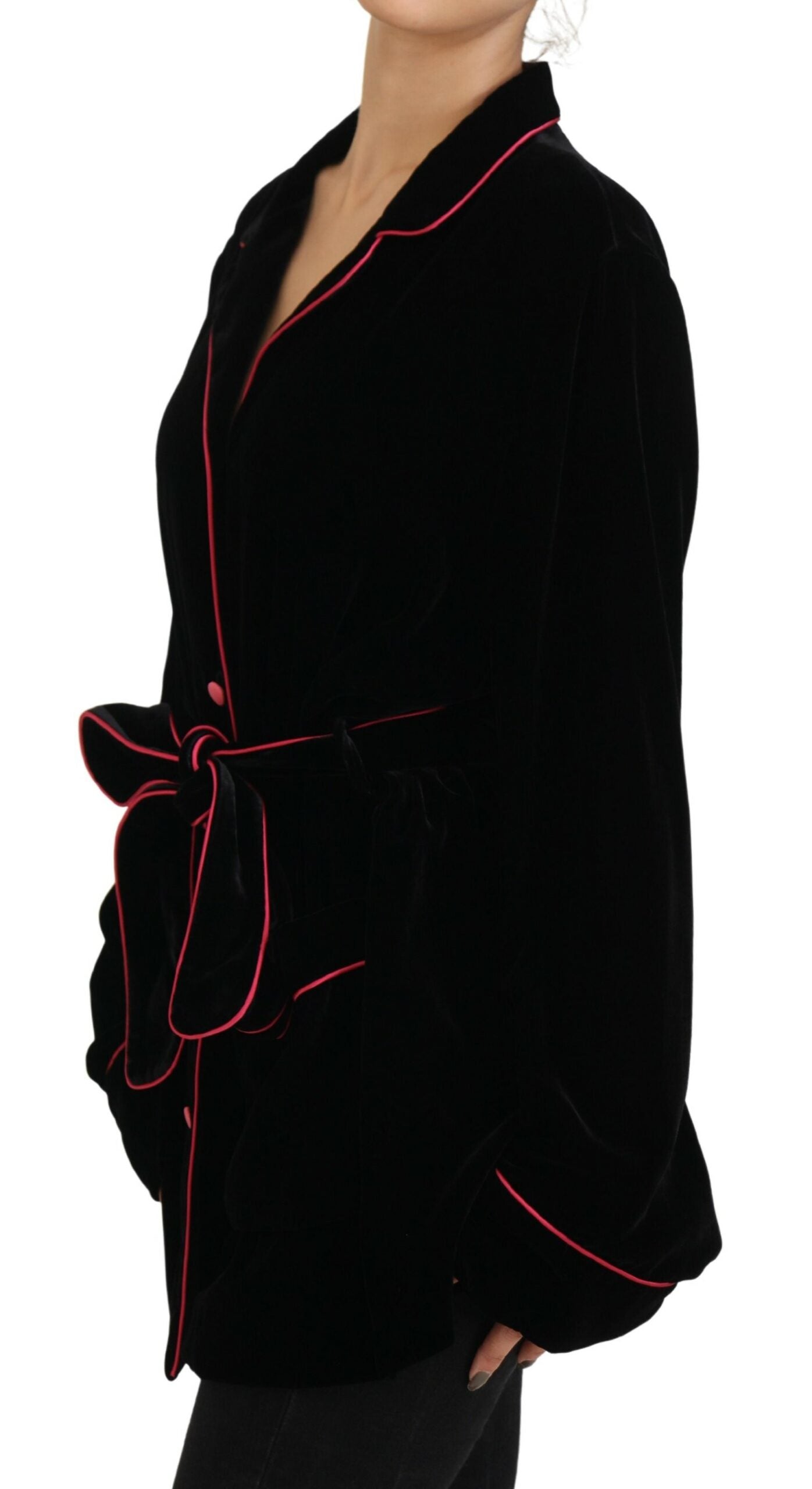 Dolce &amp; Gabbana – Schwarze Viskose-Blazerjacke mit Knopf und Gürtel