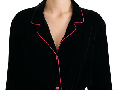 Dolce &amp; Gabbana – Schwarze Viskose-Blazerjacke mit Knopf und Gürtel