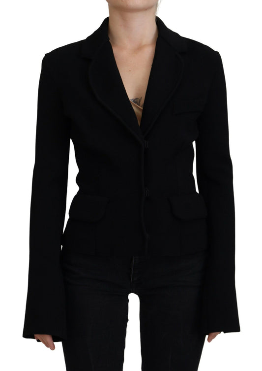 Dolce &amp; Gabbana – Schwarzer Cardigan-Blazer aus Viskose mit Knöpfen