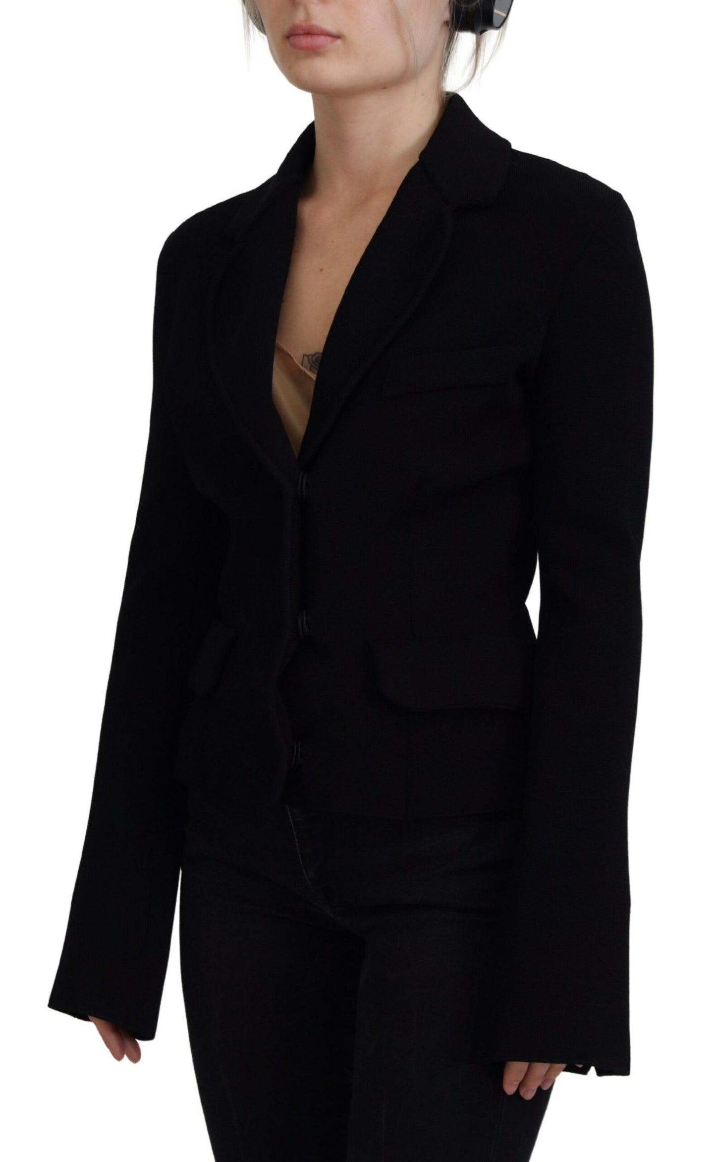 Dolce &amp; Gabbana – Schwarzer Cardigan-Blazer aus Viskose mit Knöpfen