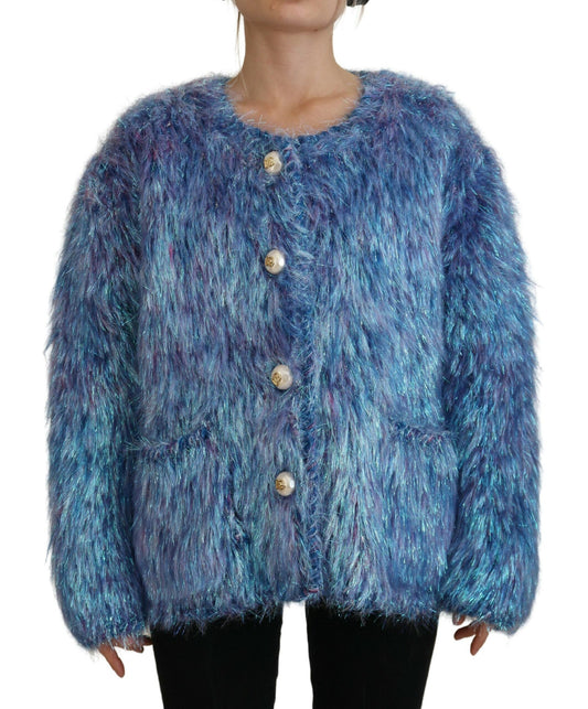 Dolce &amp; Gabbana – Mehrfarbige Manteljacke aus Polyester mit Fransen