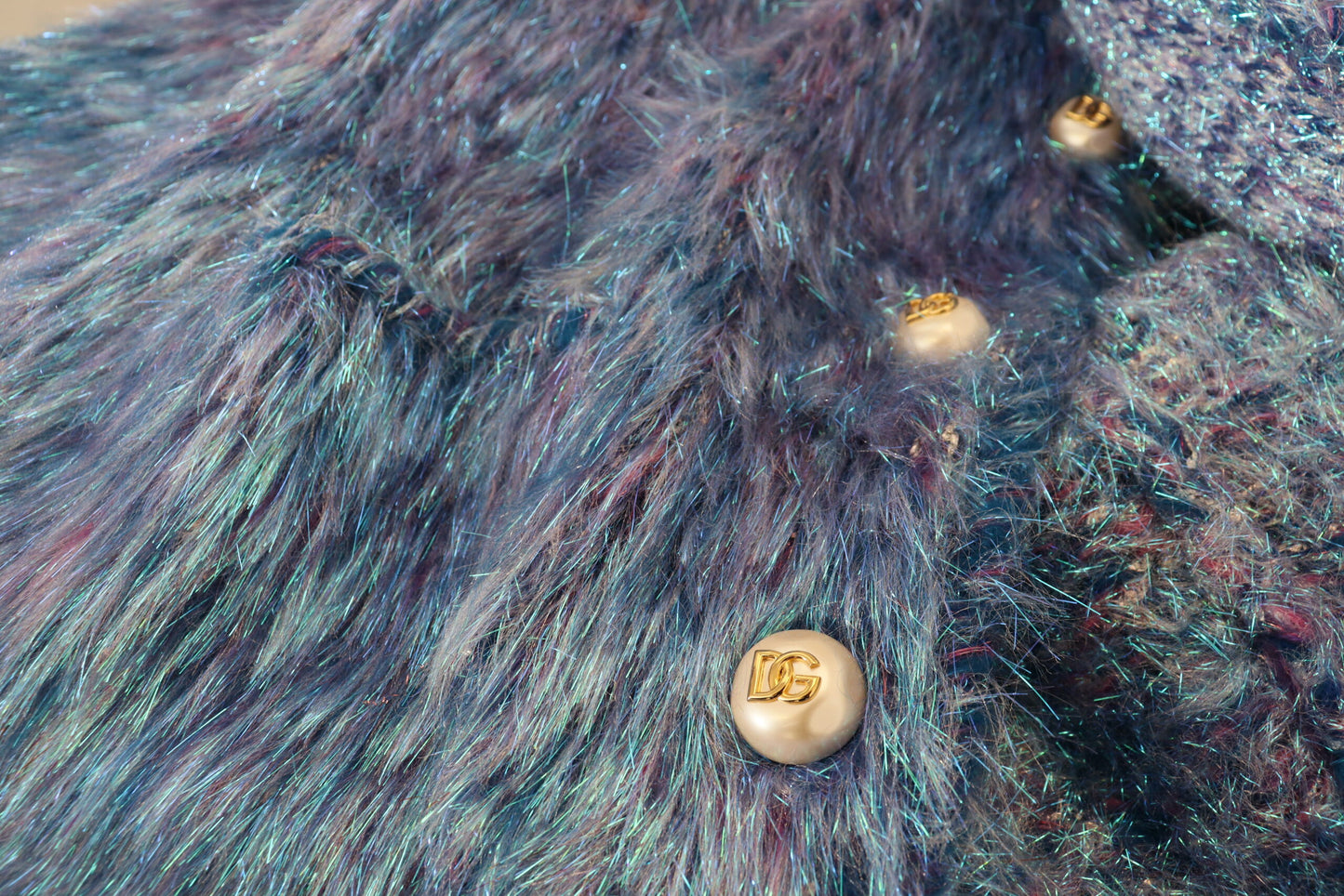 Dolce &amp; Gabbana – Mehrfarbige Manteljacke aus Polyester mit Fransen