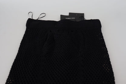 Dolce &amp; Gabbana – Schwarzer Meerjungfrauenrock aus gestrickter Baumwolle mit hoher Taille