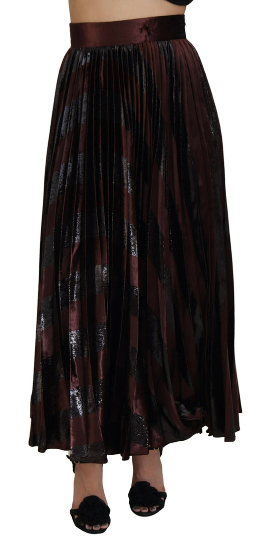 Dolce &amp; Gabbana – Brauner Maxirock aus Polyester mit hoher Taille in A-Linie