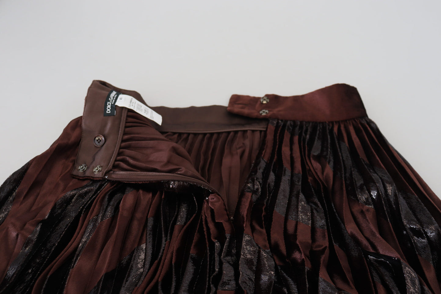 Dolce &amp; Gabbana – Brauner Maxirock aus Polyester mit hoher Taille in A-Linie