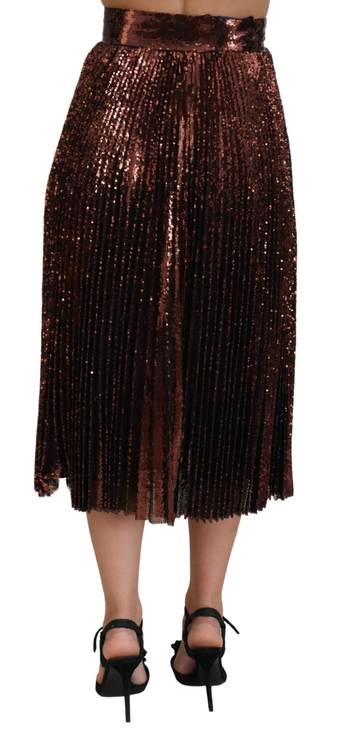 Dolce &amp; Gabbana – Bronzefarbener Maxirock in A-Linie mit hoher Taille und Pailletten