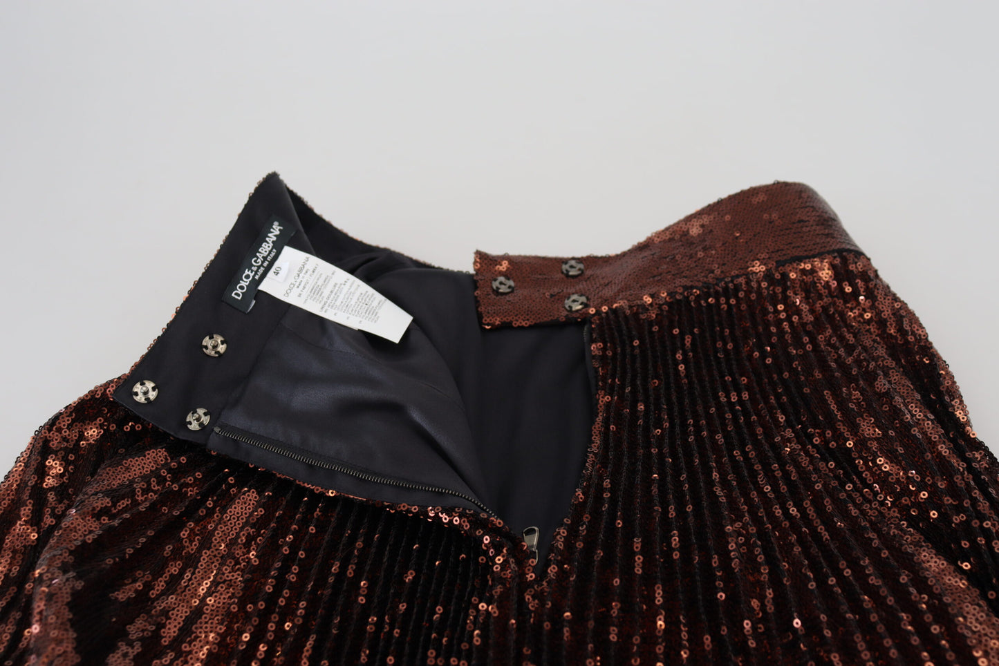 Dolce &amp; Gabbana – Bronzefarbener Maxirock in A-Linie mit hoher Taille und Pailletten