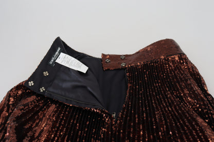 Dolce &amp; Gabbana – Bronzefarbener Maxirock in A-Linie mit hoher Taille und Pailletten