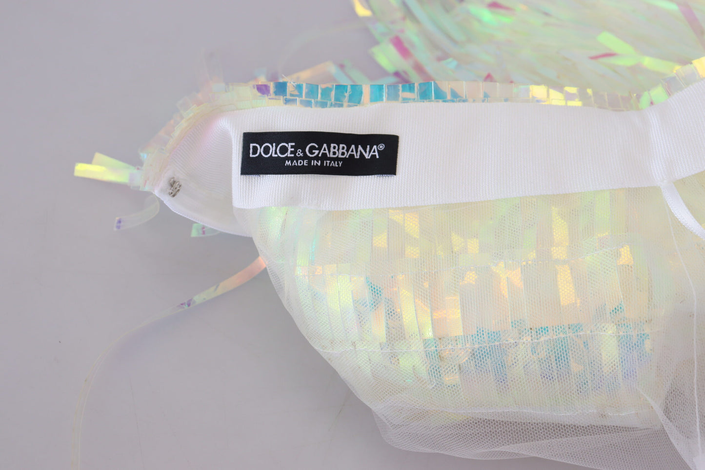 Dolce &amp; Gabbana Mehrfarbiger schillernder Tüllrock mit Fransen