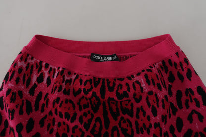 Dolce &amp; Gabbana – Rosa Minirock in A-Linie mit hoher Taille und Leopardenmuster
