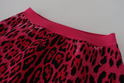 Dolce &amp; Gabbana – Rosa Minirock in A-Linie mit hoher Taille und Leopardenmuster