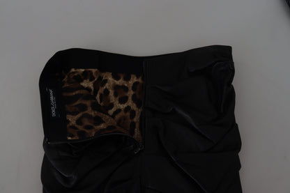 Dolce &amp; Gabbana – Schwarzer A-Linien-Minirock aus Lammleder
