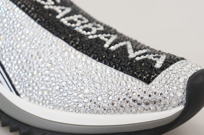 Dolce &amp; Gabbana Silber Strass Sorrento Sneakers Schuhe