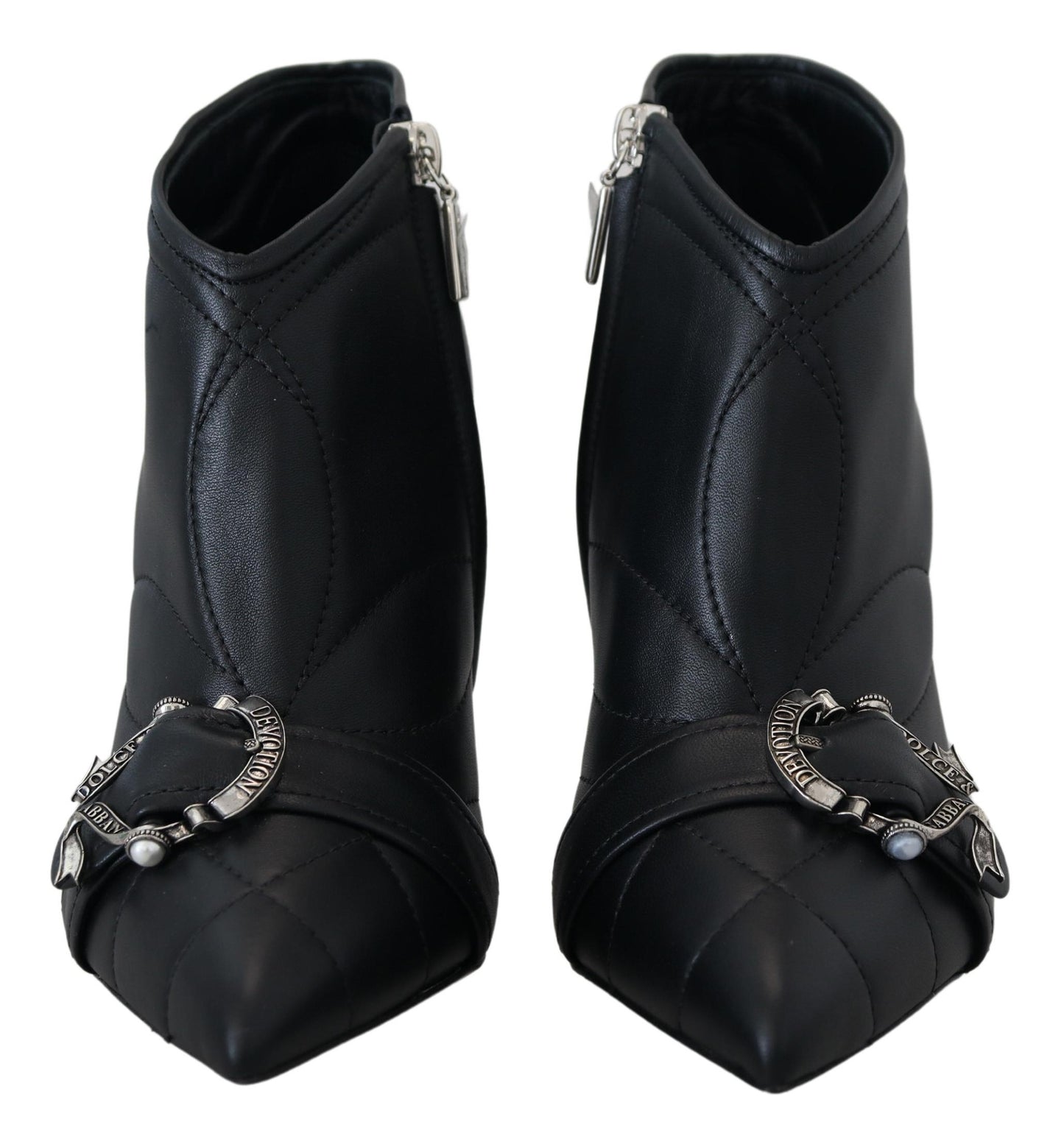 Dolce &amp; Gabbana Black Devotion Quilted Buckled Ankle Boots Shoes