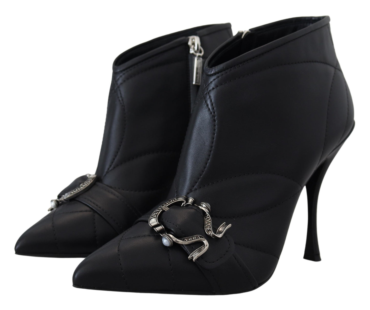 Dolce &amp; Gabbana Black Devotion Quilted Buckled Ankle Boots Shoes