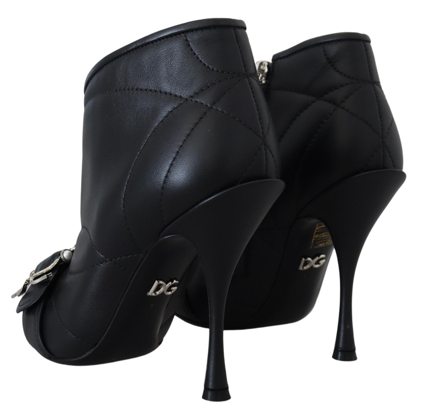 Dolce &amp; Gabbana Black Devotion Quilted Buckled Ankle Boots Shoes